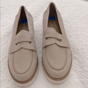 Franco Sarto Beige Leather Penny Loafers